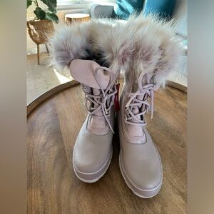 NEW Sorel Joan Of Arctic Next Faux Fur Waterproof Snow Boots Mauve Cute Pink